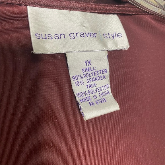 Susan Graver vintage soft burgundy velvet open blazer/cardigan size-1X - Picture 5 of 6
